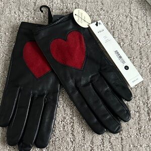 Aqua Black Gloves with Red Heart Accent